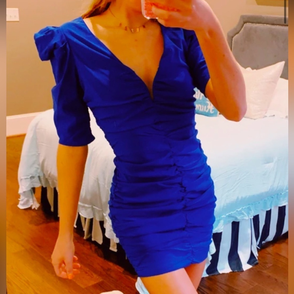 DO+BE Ruched Blue Dress